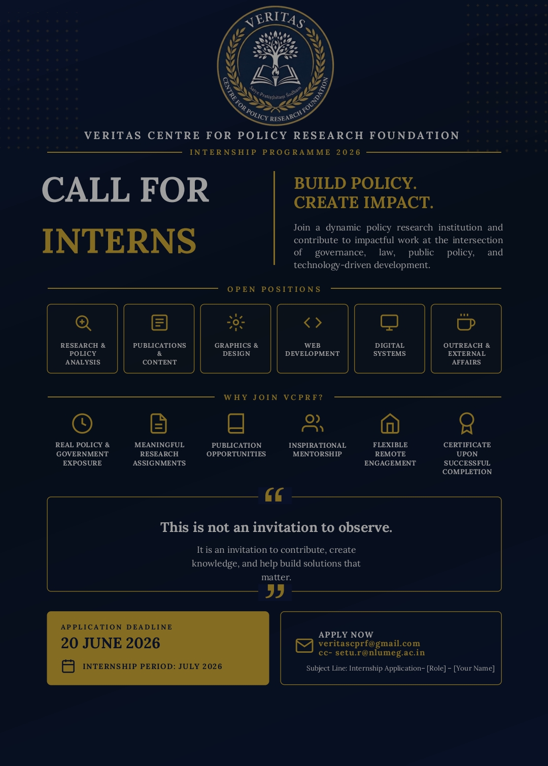 VCPRF Internship Programme 2026